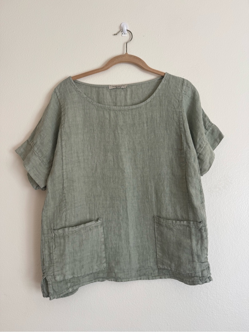 Relaxed Sage Green Linen Top